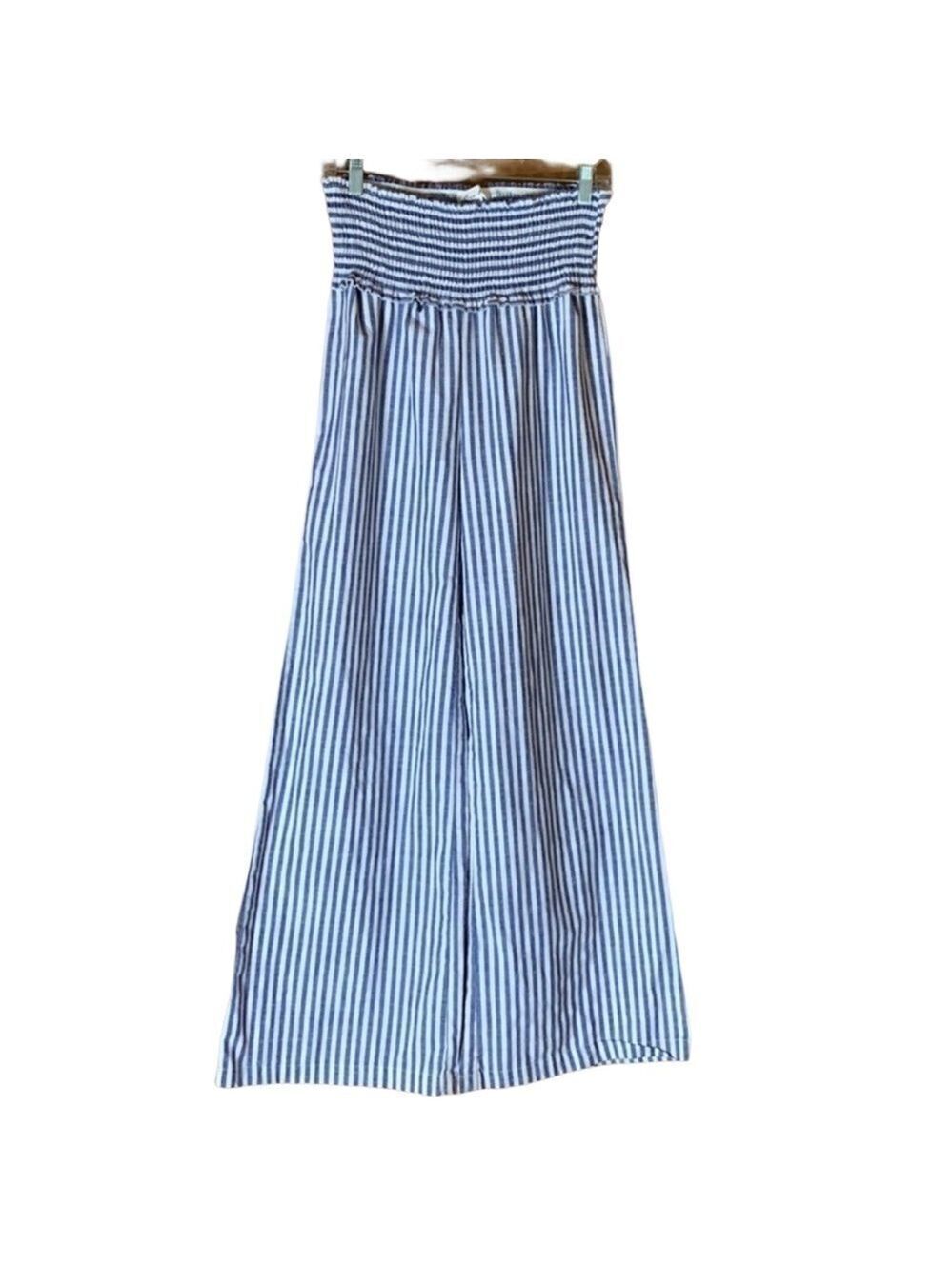 Love Tree blue and white striped strapless jumpsuit Size Large